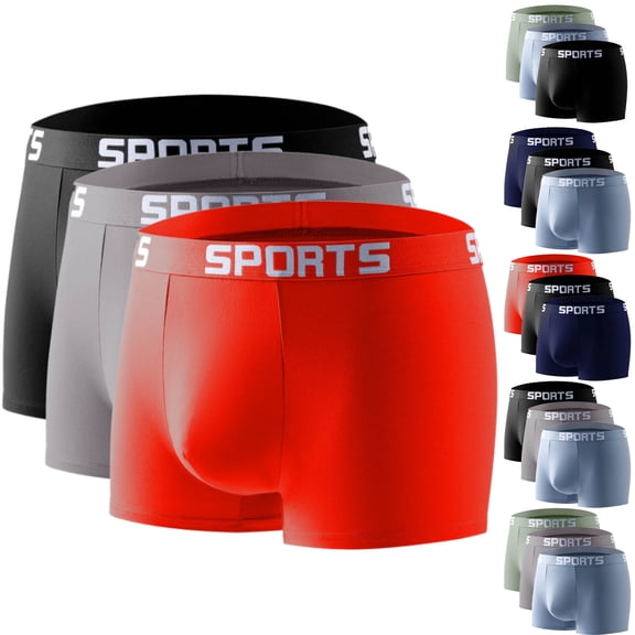 Paiwinds Men's Boxers 3-Pack, Flat Corner Sports Shorts, Breathable Polyester Underwear, Elastic and Colorfast, for Everyday Casual Wear