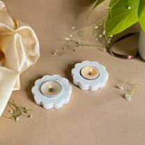 White Marble Scallop Diya set of 4