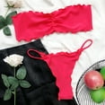 thumbnail image 5 of BONIXOOM Womens Swimsuits Bandeau None Solid Bikinis Bikini Summer Swimwears on Clearance Watermelon Red Size 8, 5 of 7