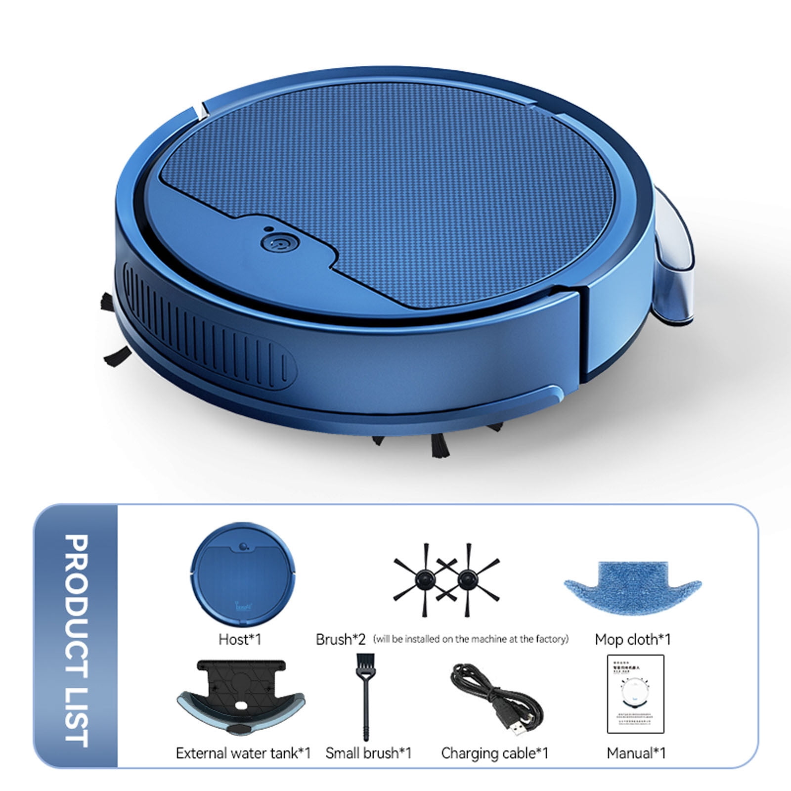 UAEBM Smart Robot Vacuum Cleaner with Large Water Tank, All-in-One Sweeping and Mopping Robot, App Controlled Wet Mopping Robot Cleaner Blue