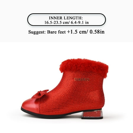 

TARANIS Girls Bowknot Glitter High Heels Shoes Velvet Inner Princess Dress Shoes For Winter Christmas Gifts Discount Chinese New Year