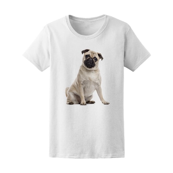 Pug Sitting And Looking Camera Tee Women's -Image by Shutterstock