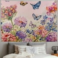 thumbnail image 2 of PRATYUS METERO Purple Butterfly with Flower Tapestry Wall Hanging for Bedroom Spring Floral Wall Tapestry Wildflowers Tapestry for  Garden Plants Tapestry for Living Room Home Dorm Decor Painting, 2 of 6