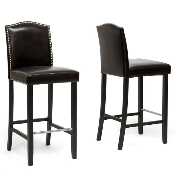 Bowery Hill 44.5"H Modern Faux Leather/Wood Bar Stool in White (Set of 2)