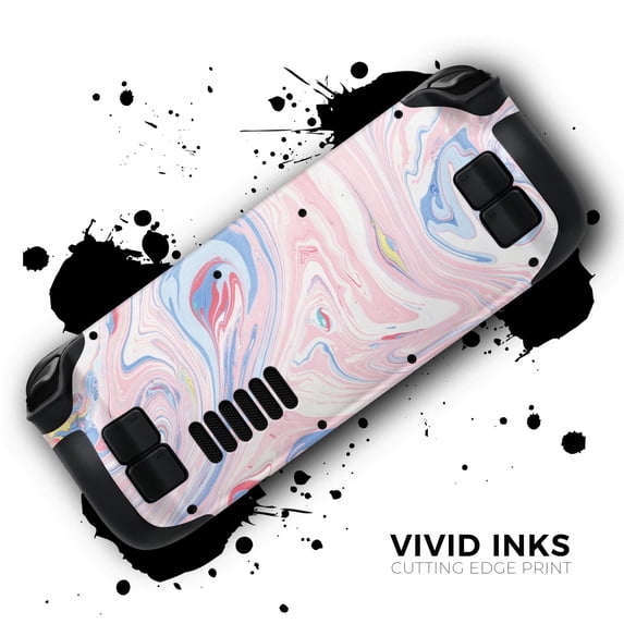 Design Skinz - Compatible with Steam Deck - Skin Decal Protective Scratch-Resistant Removable Vinyl Wrap Cover - Marbleized Pink and Blue Swirl V2123