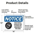 thumbnail image 2 of (2 Pack) Face Shields Goggles And Glasses OSHA Notice Sign 14 Inch X 10 Inch Indoor / Outdoor Rust-Free Aluminum Metal Signs for Workplace, Workshop, and Construction Site, Made in the, 2 of 8