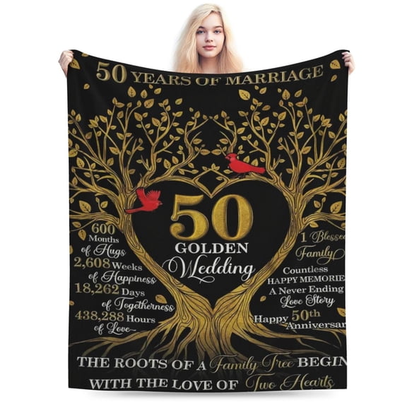 Anniversary Blanket Gifts, Gift for 50th Wedding Anniversary 50x40