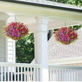 thumbnail image 2 of Artificial Faux Hanging Outdoor Flowers Plants Basket for Summer Outside Decoration, Fake Silk UV Resistant Look Real Colorful Daisy Fern in Planter for Home Porch Patio Garden Yard Decor, 2 of 7