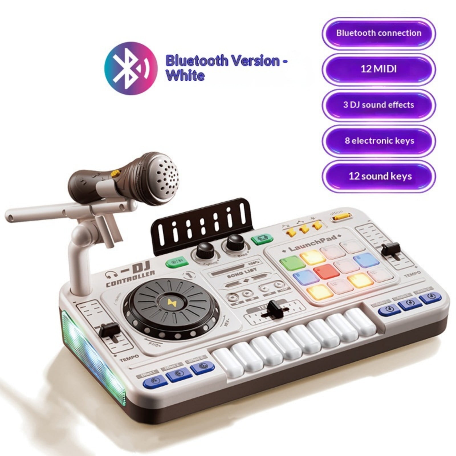 Multifunctional DJ Mixer For Kids With Light Up Buttons And Realistic Sound
