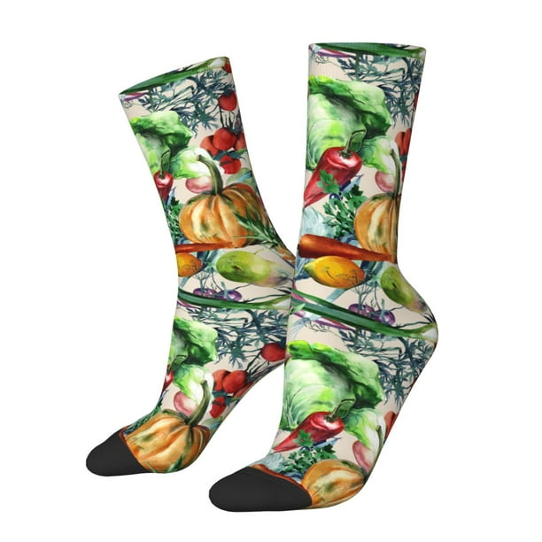 Fotbe Vegan1 Calcetas Largas con Estampado para Hombre y Mujer – Calcetas de Compresión Transpirables y Elásticas, Viajar y Uso Diario Talla 5-11