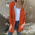 thumbnail image 2 of XPMWRP Women's Oversized Zip Up Hooded Jacket Solid Color Long Sleeved Casual Coats Winter Warm Trendy Mid Length Jacket Orange XL, 2 of 7