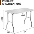 thumbnail image 3 of AKDSteel Table de Travail Commerciale Poste de Travail Pliant en Acier Inoxydable Robuste, 3 of 7