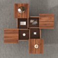 thumbnail image 6 of PORKISS Square Coffee Table, Modern Coffee Table with Sliding Top and Storage Space, Cocktail Table with Storage and Grain Veneer Finish, Freestanding Storage Coffee Table for Living Room, Walnut, 6 of 12