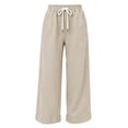 thumbnail image 4 of Nfurl Wide Leg Sweatpants for Women Elastic Waist Open Bottom Baggy Sweat Pants with Pockets Work Casual Barrel Sweatpant Comfy Lounge Pants Beige,XXL, 4 of 5