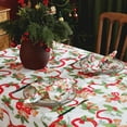 thumbnail image 3 of SASTYBALE Christmas Tablecloth Rectangle,Jacquard Fabric Christmas Table Cloth with Poinsettia Flowers, Spillproof Table Cover for Winter Holiday Dinner Decor, 3 of 7