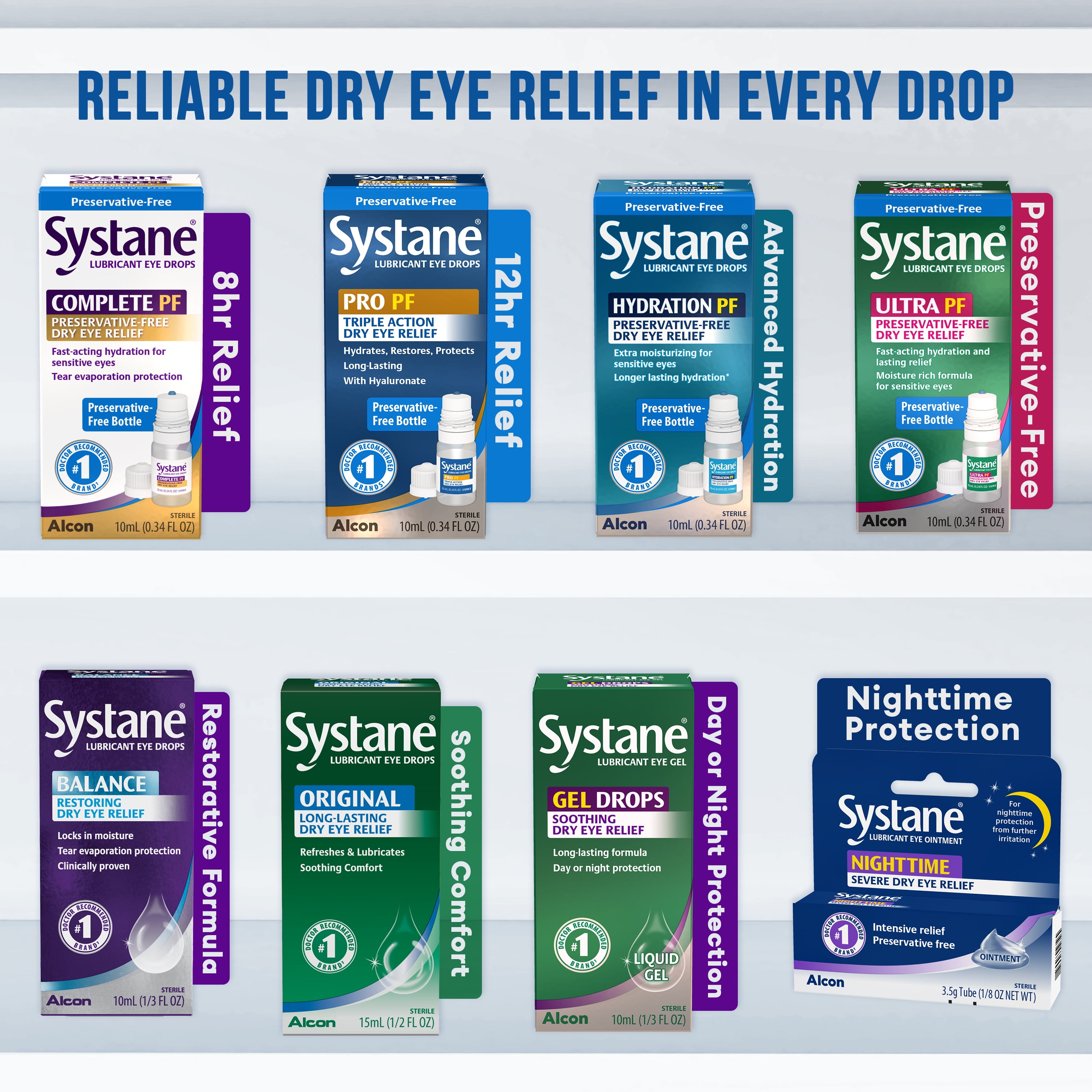 Systane Complete Preservative Free Lubricating Eye Drops, 8 Hours Dry Eye Relief, 30 Vials