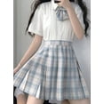 thumbnail image 4 of ZOKI Plaid Women Pleated Skirt Bow Knot Summer High Waist Preppy Girls Dance Mini Skirt Cute A Line Harajuku Sexy Japan Faldas, 4 of 6