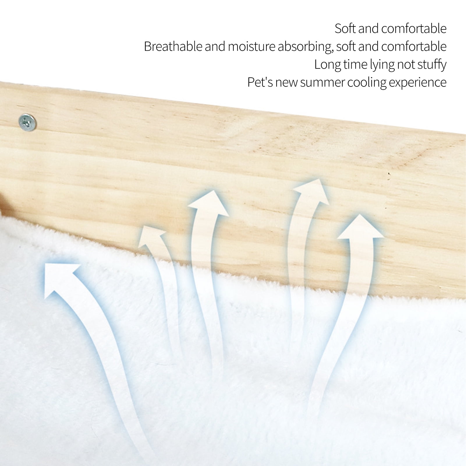 Riousery Wall Mounted Cat Hammock Bed Breathable Washable Space Saving Cat Window Perch Shelf Wood Furniture for Indoor Cats and Kittens Sleeping Resting 16.5 inches / 42 cm