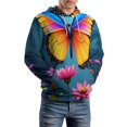 thumbnail image 5 of Vibrant Butterfly Floral Print(1)-4 Men's Women Vintage 3D Hooded Sweatshirt - All-Season Loose Fit Streetwear, 5 of 6