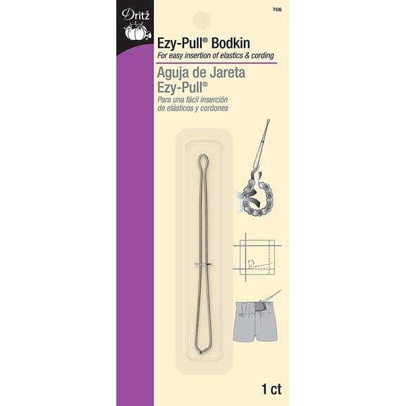 Dritz Ezy-Pull, Cording & Elastic Insertion, 1 Count Bodkin, Silver