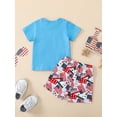thumbnail image 3 of Wassery 4th of July Baby Boys Girls Independence Day Outfits Letter Print Short Sleeve Crew Neck T-shirt and American Flag Shorts 2Pcs Toddle Boys Summer Casual Clothes Set 0-3T, 3 of 9
