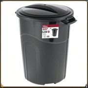 32 Gallon Heavy Duty Plastic Garbage Can, Included Lid, Indoor/Outdoor, Black