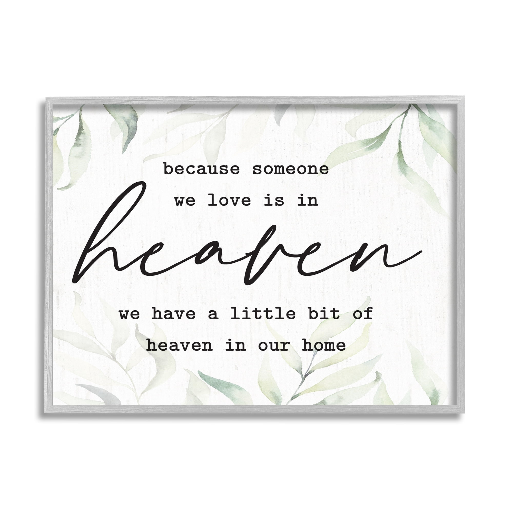 Stupell Industries Heaven In Our Home Tropical Plant Leaves Design Graphic Art Gray Framed Art Print Wall Art, Design by Lettered and Lined