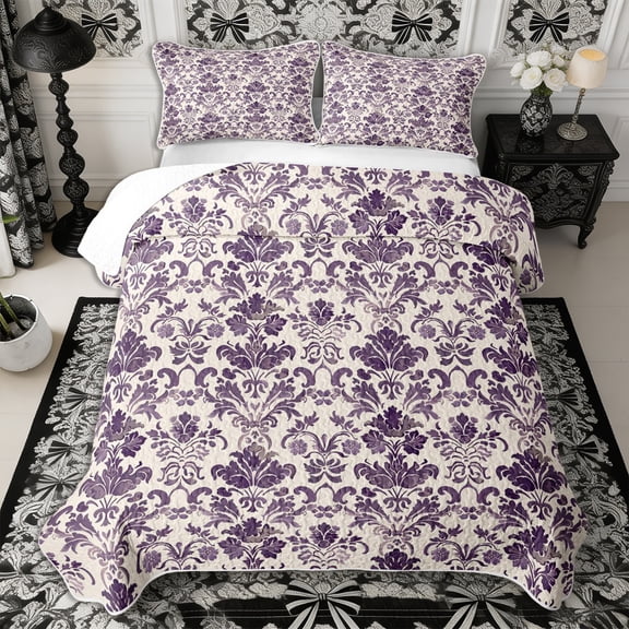 Manfei Hippie Damask Twin Quilt Set 2 Pieces,Exotic Style Twin Coverlet Set,1 Bedspread and 1 Pillowcase