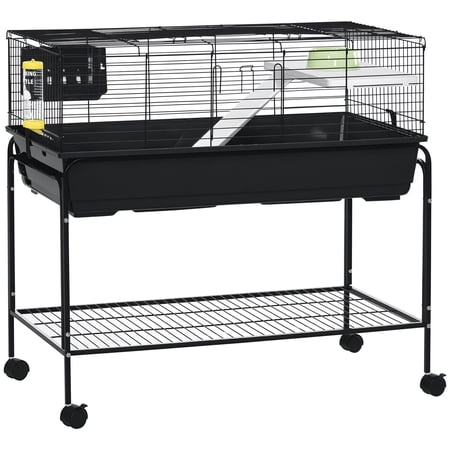 Zootealy Small Animal Cage With Stand 2 Story Rolling Guinea Pig Habitat