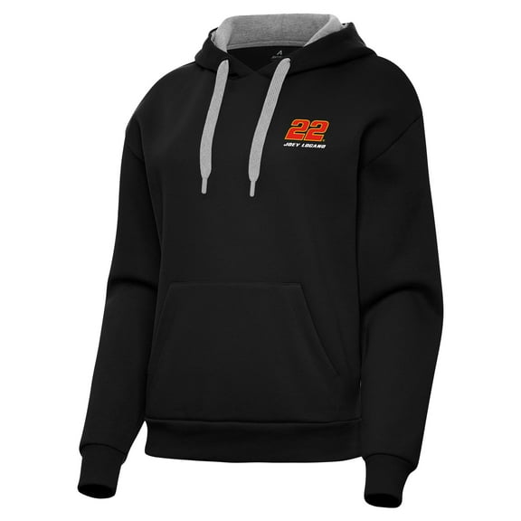 Women's Antigua  Black Joey Logano Victory Pullover Hoodie