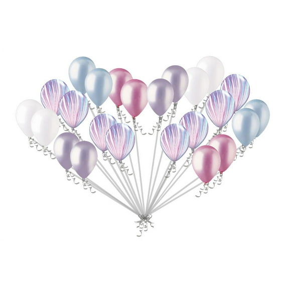24 pc Fashion Agate Pearl Pink & Lilac Latex Balloons Princess Unicorn Birthday
