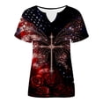 thumbnail image 4 of HCYSFG Womens 4th of July V Neck Top oversized Short Sleeve 250th Anniversary Religious Cross Graphic Shirt Independence Day Tee, 4 of 4