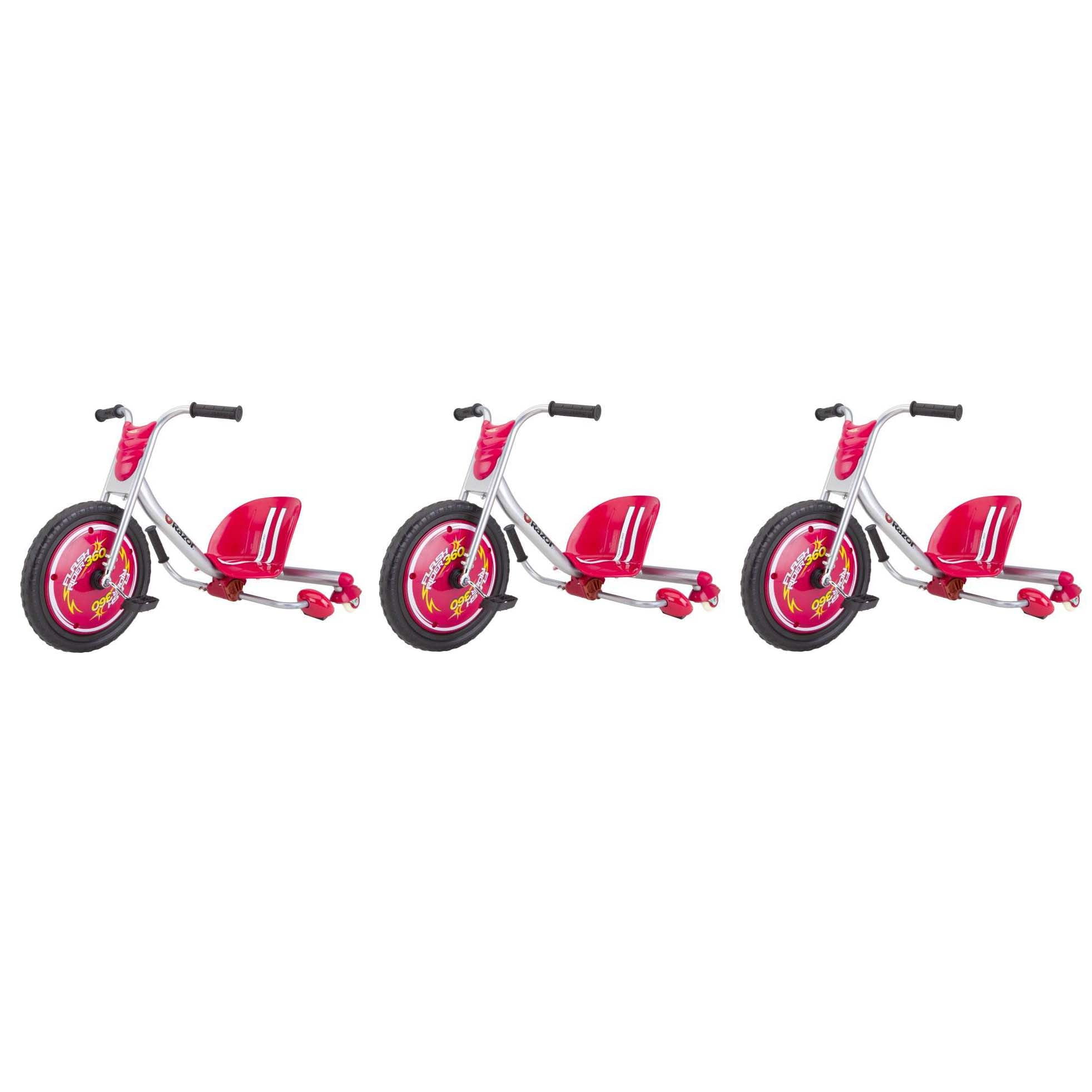 Razor Flash Rider 360 Drifting Trike RideOn Tricycle, Red (3 Pack