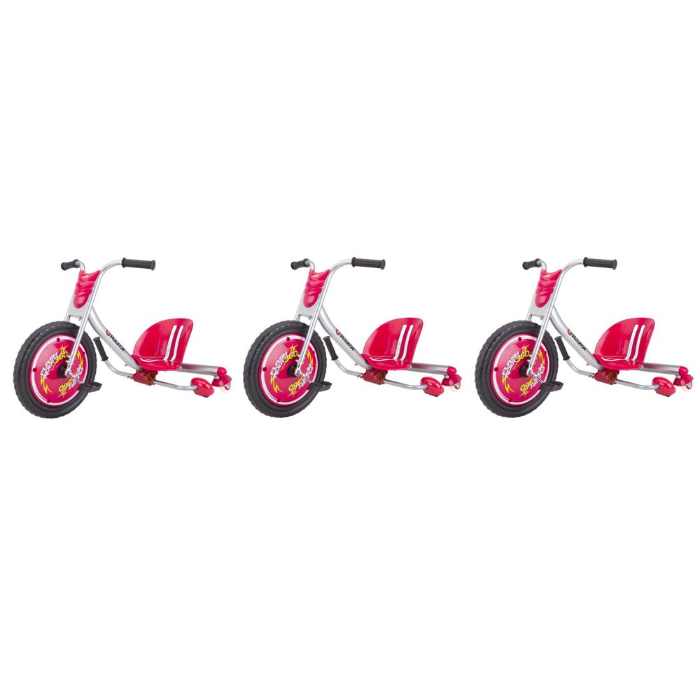 Razor Flash Rider 360 Drifting Trike RideOn Tricycle, Red (3 Pack)
