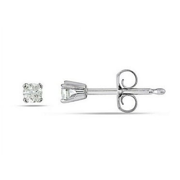 2mm Natural Round Diamond Tiny Stud Earrings in Solid 14k White gold Plated