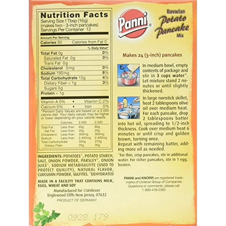 Calories in Panni Barvarian Potato Dumpling Mix and Nutrition Facts