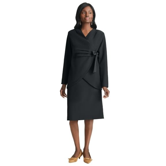 Jessica London Women's Plus Size 2-Piece Wrap Jacket Skirt Suit
