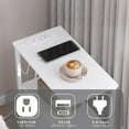 thumbnail image 4 of Small Narrow End Table with Charging Station, Set of 2, Side Table with Outlets, Nightstand with Cloth Drawer, Couch Table, for Living Room, Bedroom, Bedside, White, 4 of 9