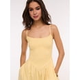 thumbnail image 3 of Jaimenalin Women'S Summer Midi Dresses Plaid Sleeveless Spaghetti Strap Smocked Tiered Beach Sundress Pockets Yellow L, 3 of 7