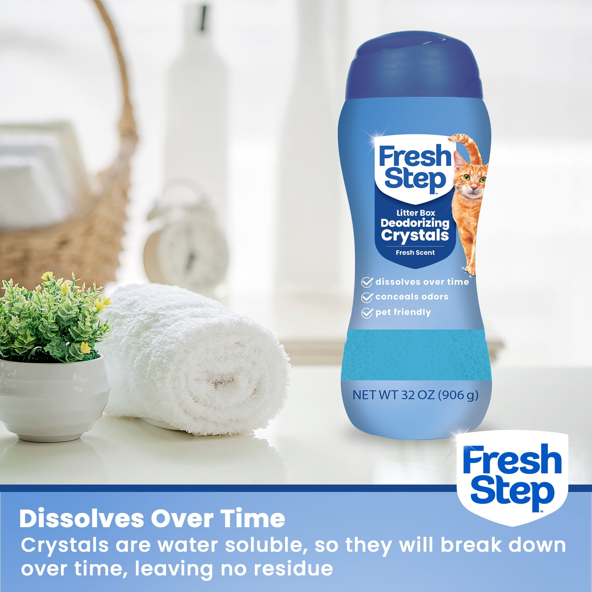 Fresh Step Cat Litter Deodorizing Scent Boosting Crystals in Fresh Scent, 32 Ounce