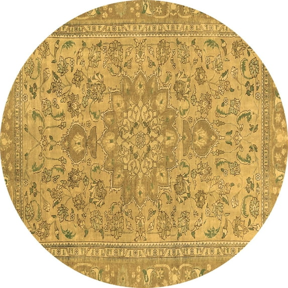 Ahgly Company Indoor Round Abstract Brown Modern Area Rugs, 7' Round