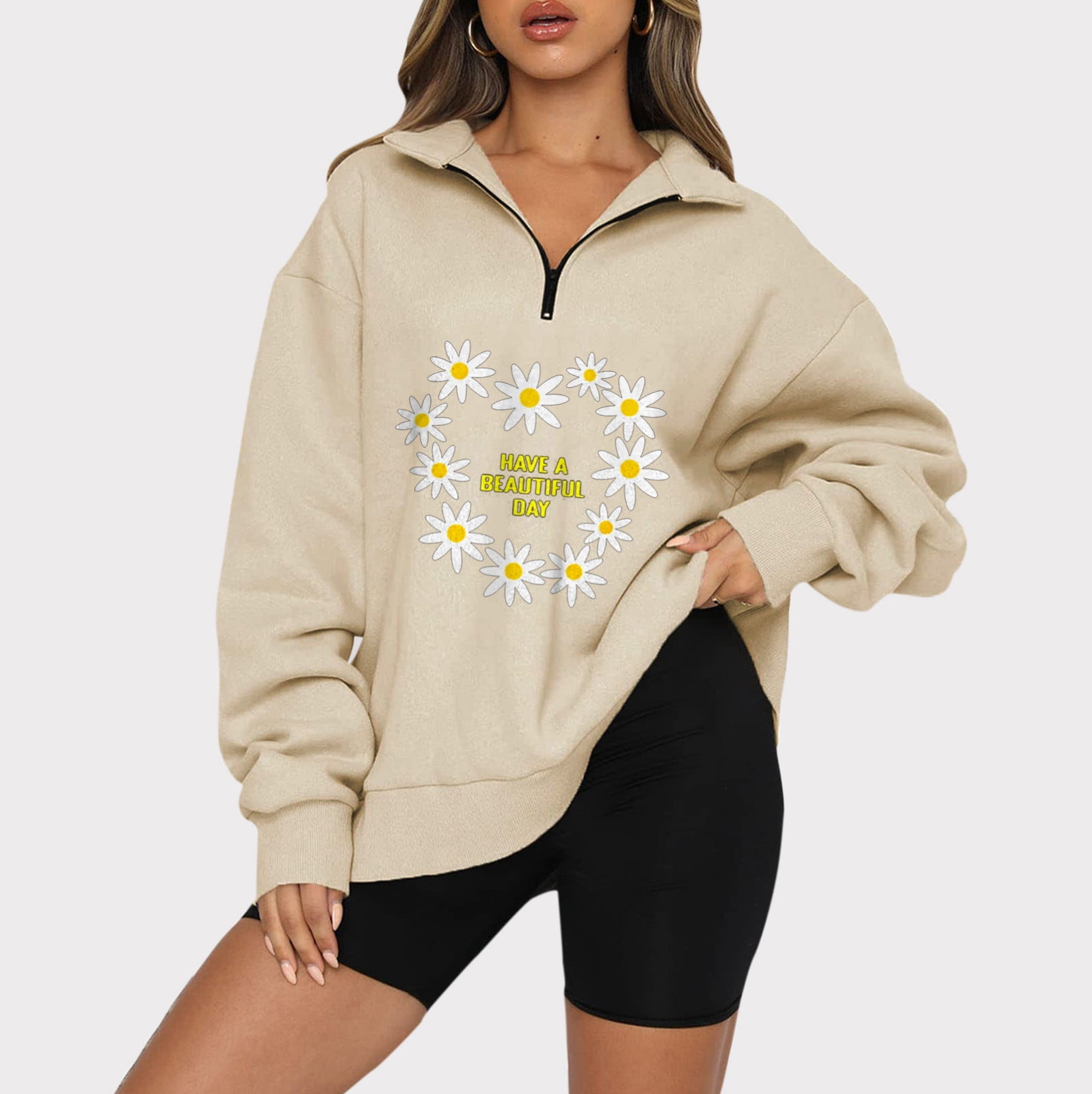 Yyeselk Trendy Womens Oversized Sweatshirts Fleece Hoodless Long