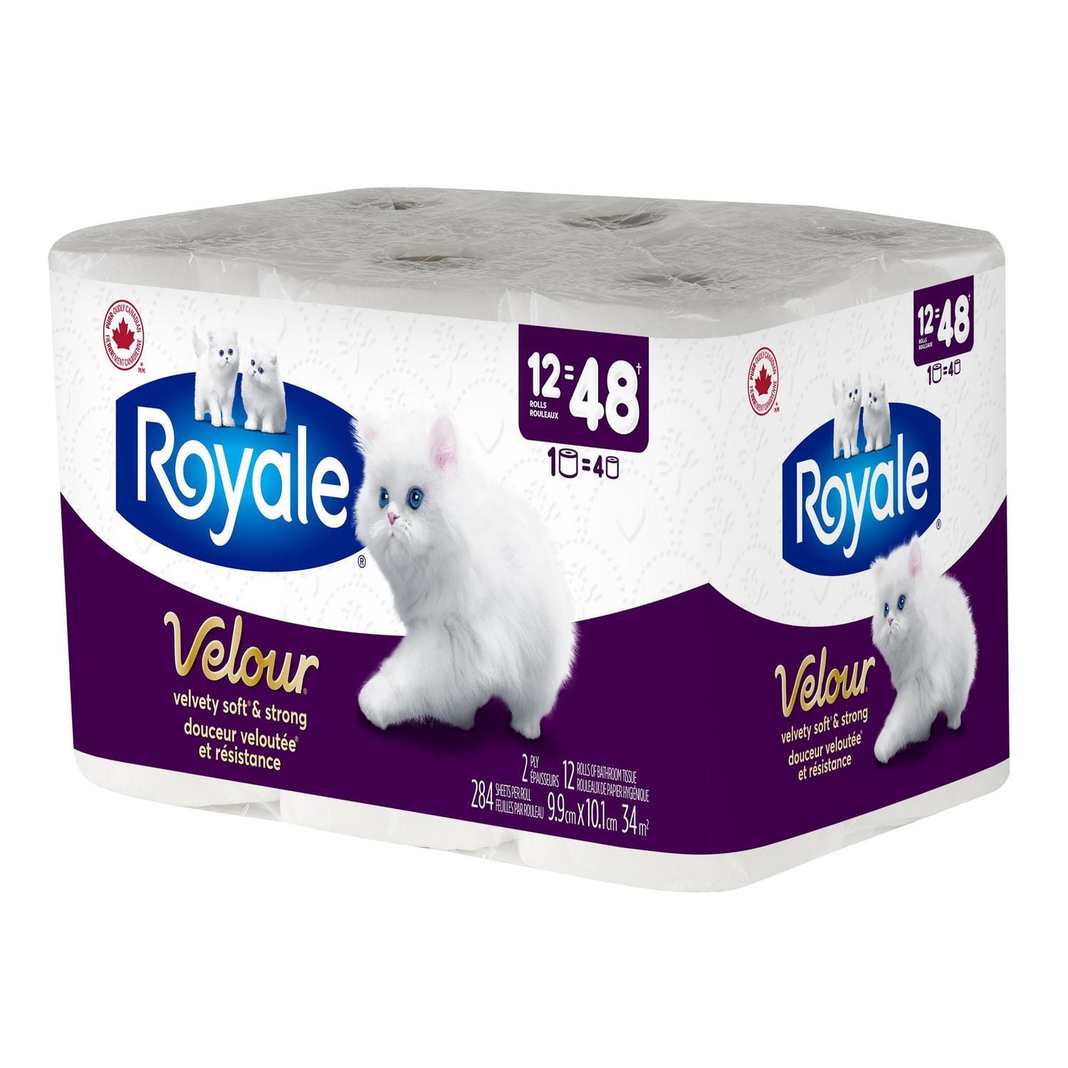 Royale Velour Toilet Paper, 12 equal 48 Rolls, 284 Sheets Per Roll