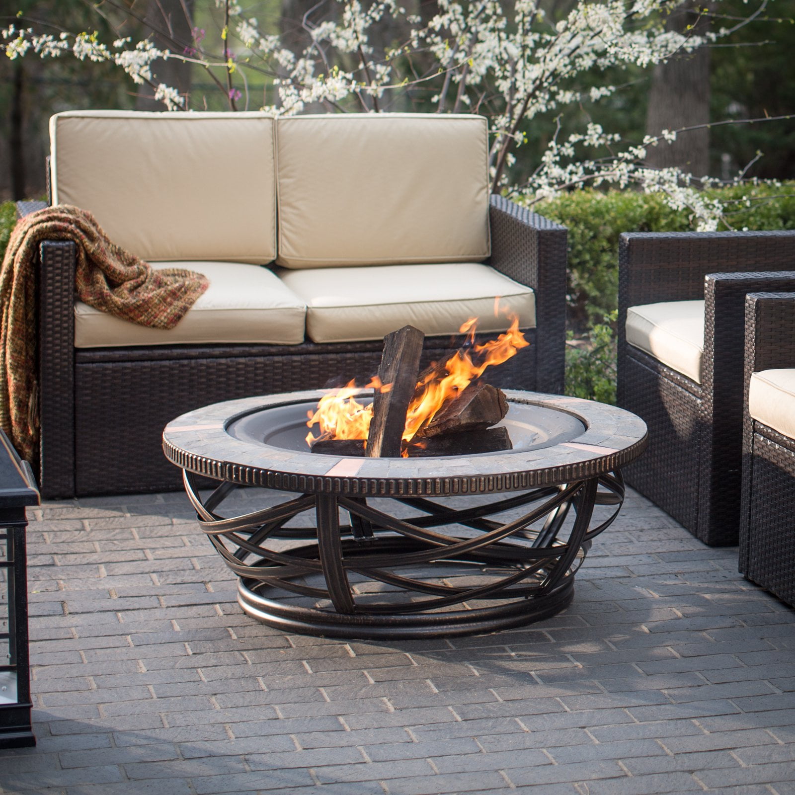 Crosley Glendale Round Slate Firepit, Black by Crosley Brands, Inc