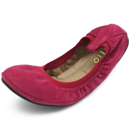 

Ollio Women s Shoes Faux Suede Slip On Comfort Elasticated Ballet Flats BN16