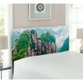 thumbnail image 2 of Mountain Headboard, Majestic Slim Mountains Rocks in Clouds South Chinese Nature, Upholstered Decorative Metal Bed Headboard with Memory Foam, Twin Size, Green Brown White, by Ambesonne, 2 of 4
