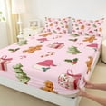 thumbnail image 3 of Castle Fairy Merry Christmas Girl 3pcs Twin Sheet Sets,Gingerbread Man Twin Fitted Sheet,Candy Canes Breathable Flat Sheet,Lightweight Room Decor, 3 of 7
