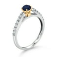 thumbnail image 3 of Gem Stone King 10K White and Yellow Gold Blue Sapphire and White Lab Grown Diamond Engagement Ring for Women (0.40 Cttw, Gemstone September Birthstone, Round 3.5MM, Size 8), 3 of 4