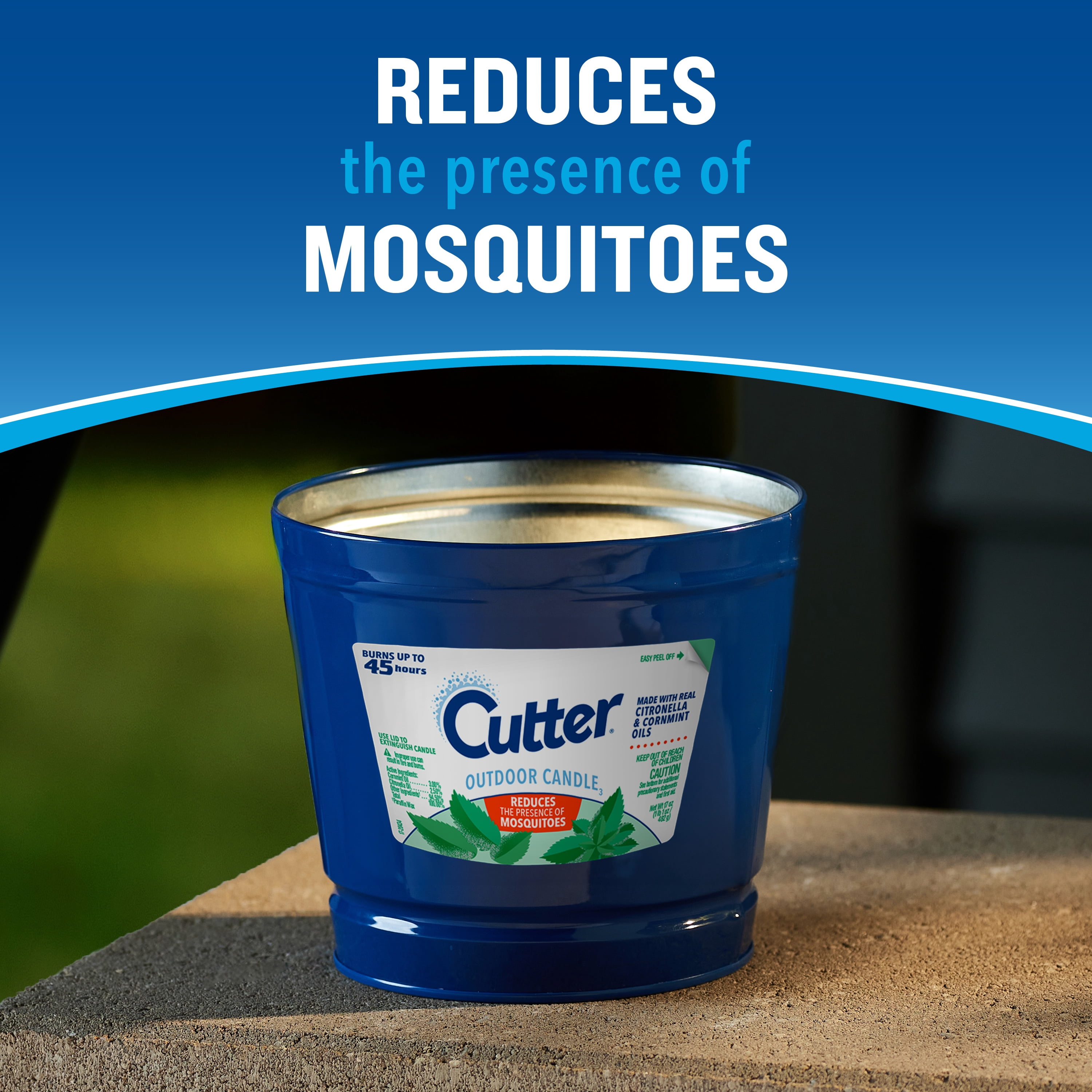 Cutter Outdoor Candle with Real Citronella Oil Reduces Presence of Mosquitoes, 17 Ounces