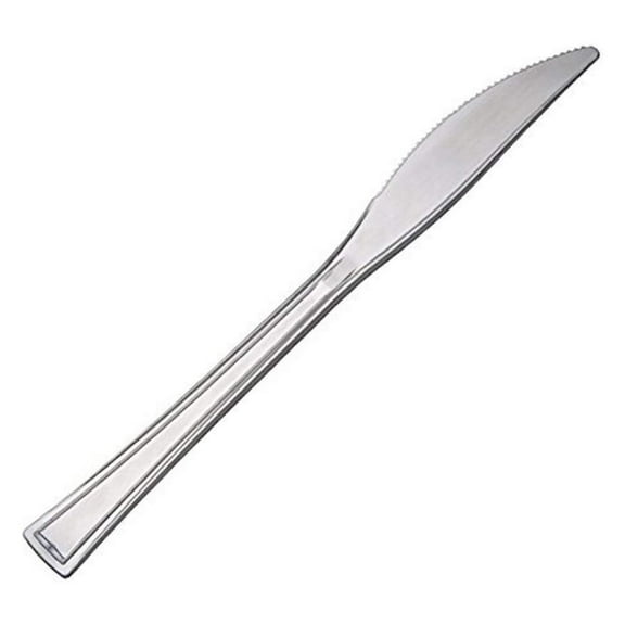 Gexandy Reflections Heavyweight Plastic Utensils, Knife, Silver, 7 1/2", 40/pack